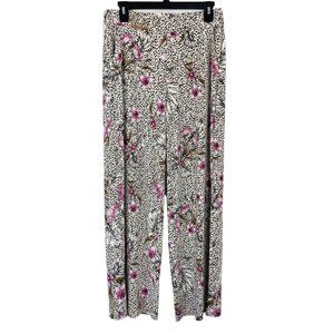 White House Black Market Matte Jersey Wide Leg Palazzo Pants Animal Floral SMALL